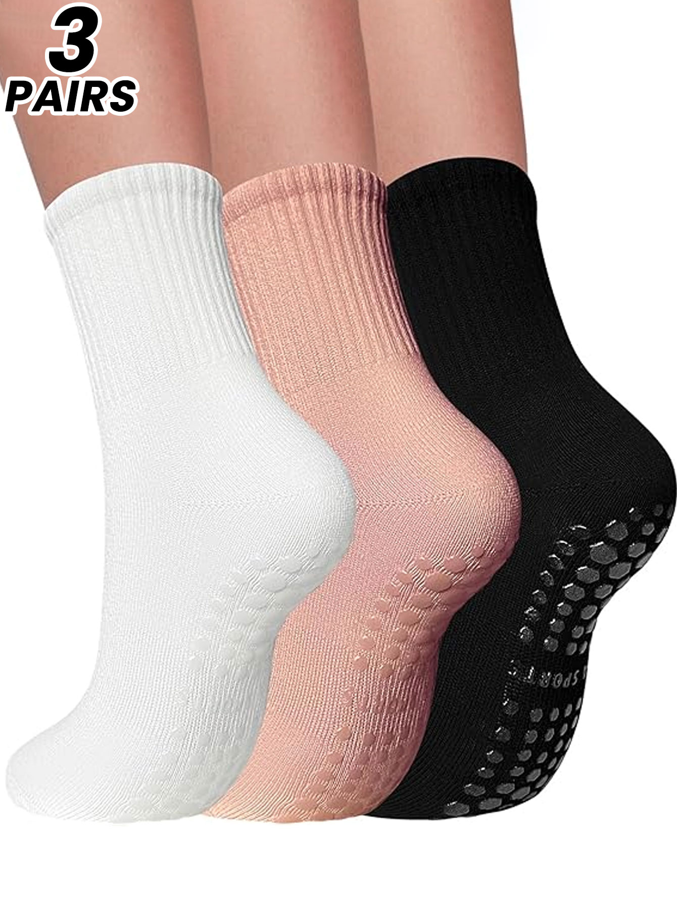 No Show Sock Women - 여성용 전문 요가 양말 3켤레, 실내